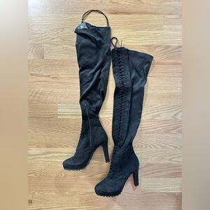 Black suede Over the Knee boots